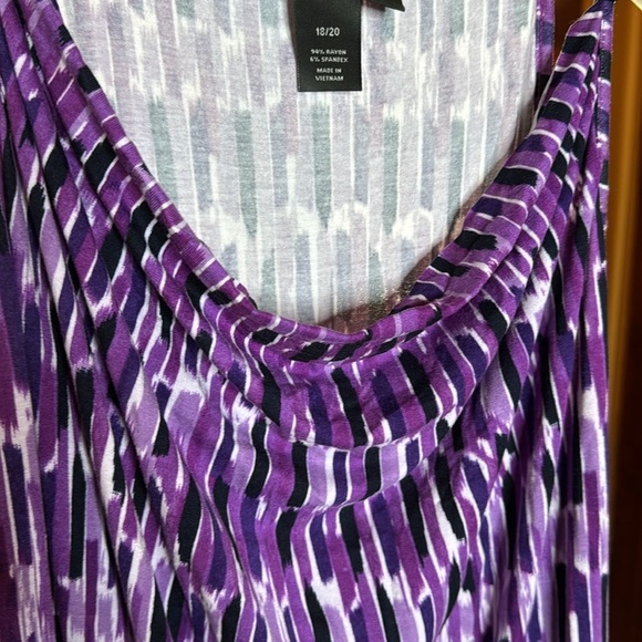 Lane Bryant Purple and White Spaghetti Strap Sundress Size 2X 18/20 - Picture 4 of 8